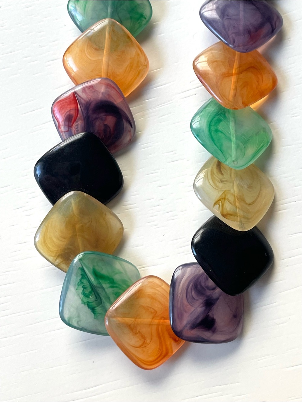 Vintage colorful lucite/acrylic square necklace Avon?